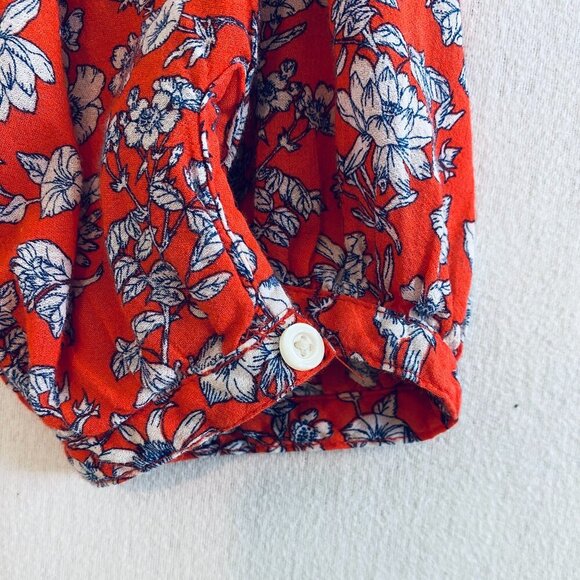 GAP red floral square neck blouse Womens Medium boho festival lightweight - Picture 6 of 7